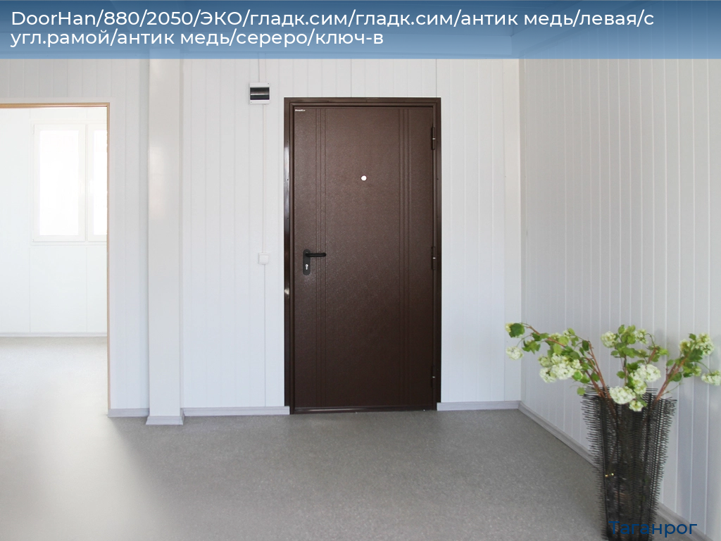 DoorHan/880/2050/ЭКО/гладк.сим/гладк.сим/антик медь/левая/с угл.рамой/антик медь/сереро/ключ-в, taganrog.doorhan.ru